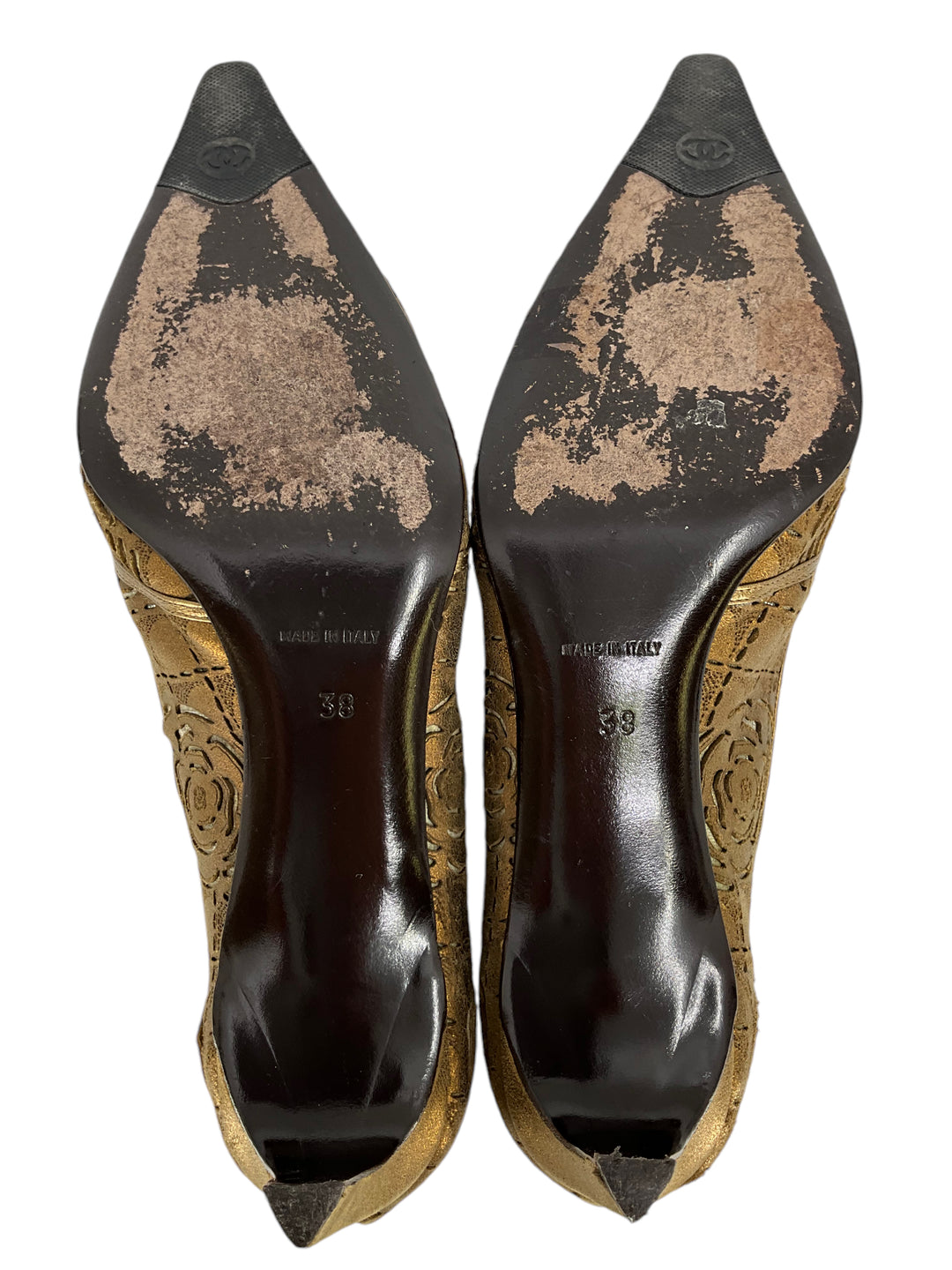 CHANEL Camellia Flower Laser Cut Pumps Size 8 - Consigned Designs