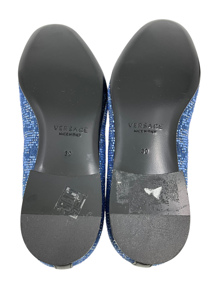 VERSACE Stone-Embellished Smoking Slippers Size 9  display picture 1