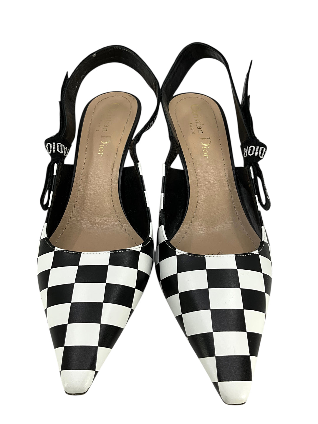J‘ADIOR CHRISTIAN DIOR J'Adior Checkered Slingback Pumps Size 7.5