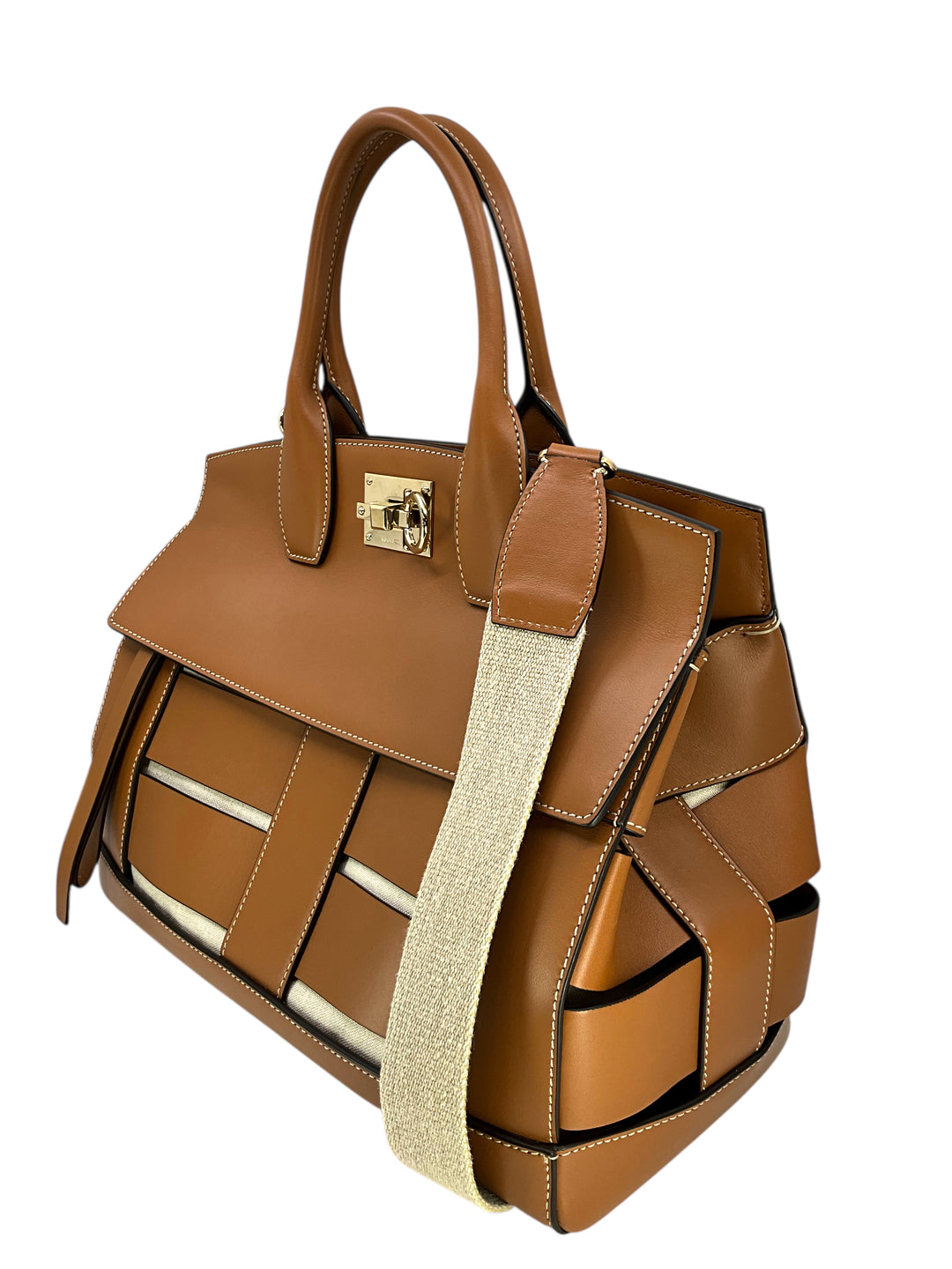 SALVATORE FERRAGAMO Caged Leather Large Studio Bag - Consigned Designs