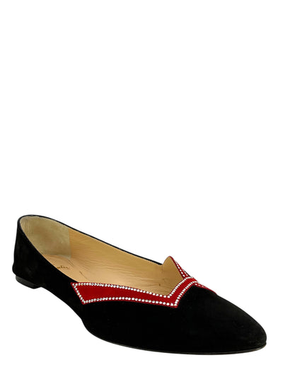 Christian Louboutin Velour Love Flats Size 8.5-Consigned Designs