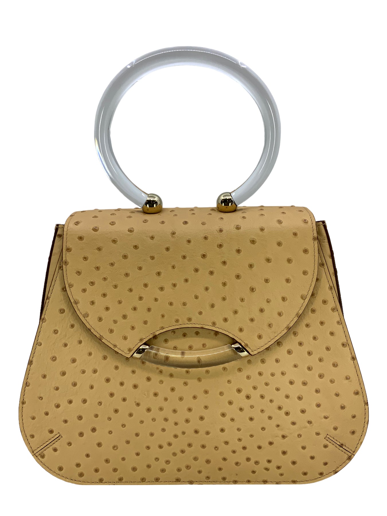 Charlotte Olympia Newman Embossed Ostrich Ring Handle Bag