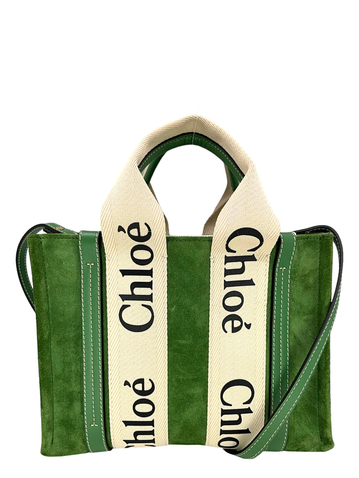 【関税＆送料込み】ChloAC Woody Small Canvas Tote Chloé Mini Woody Tote Bag In Linen in White - Brown | Chloé US