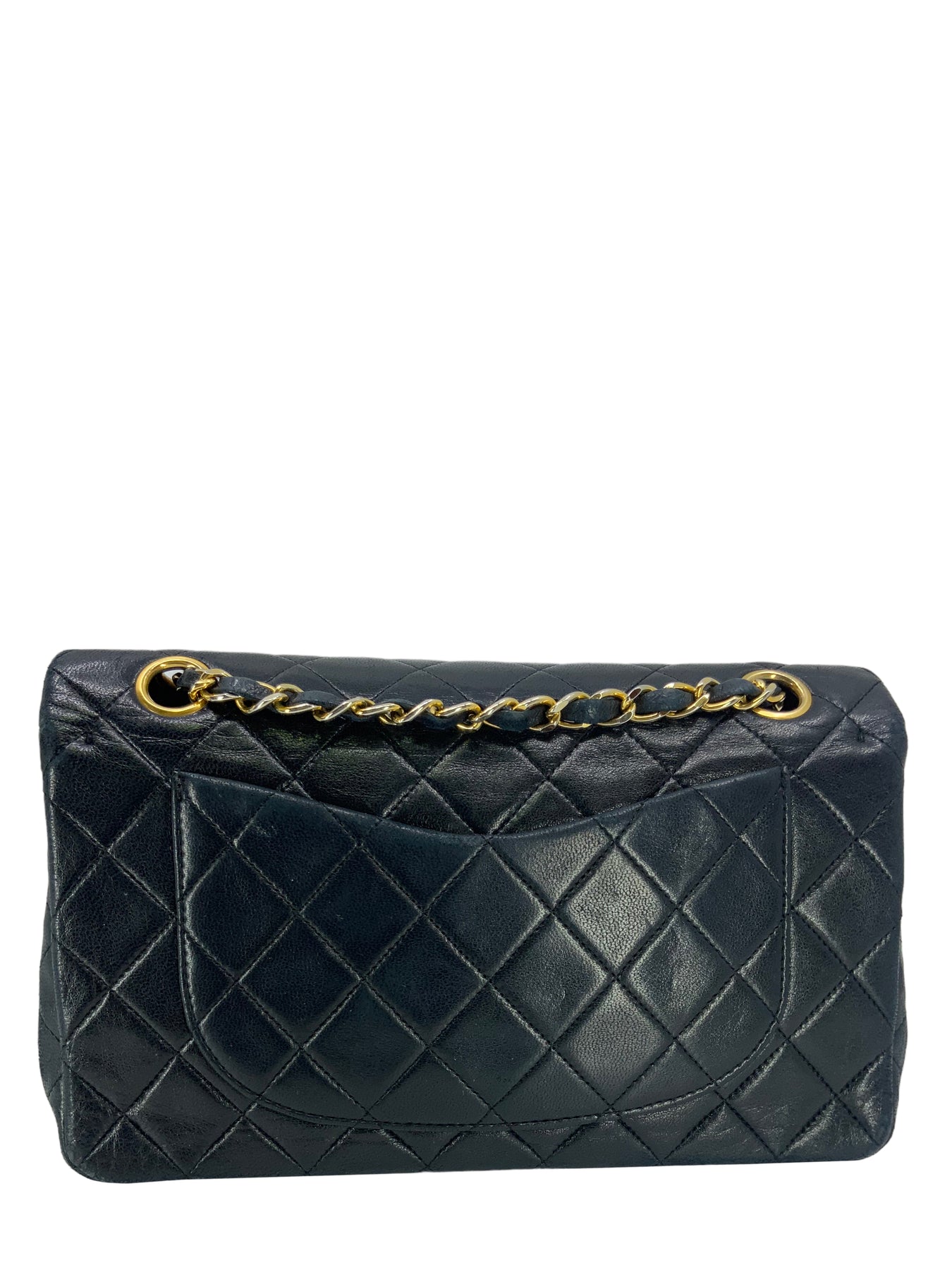 Vintage Chanel Mini Flap Chain Handle Bag Black Lambskin Gold Hardware