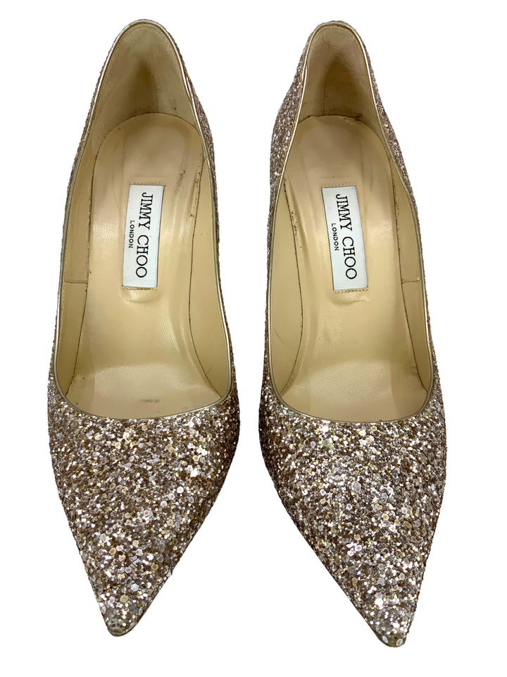 Jimmy Choo Abel Glitter Point Toe Pumps Size 10 Consigned Designs