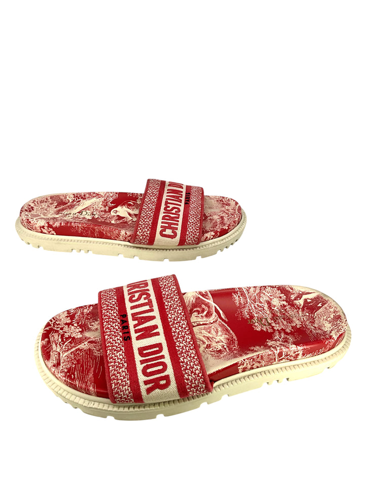 Christian Dior (クリスチャンディオール) Dway ミュール Dior Sandal Black & Creme Dway Wedge Mule Natural Canvas Size 40