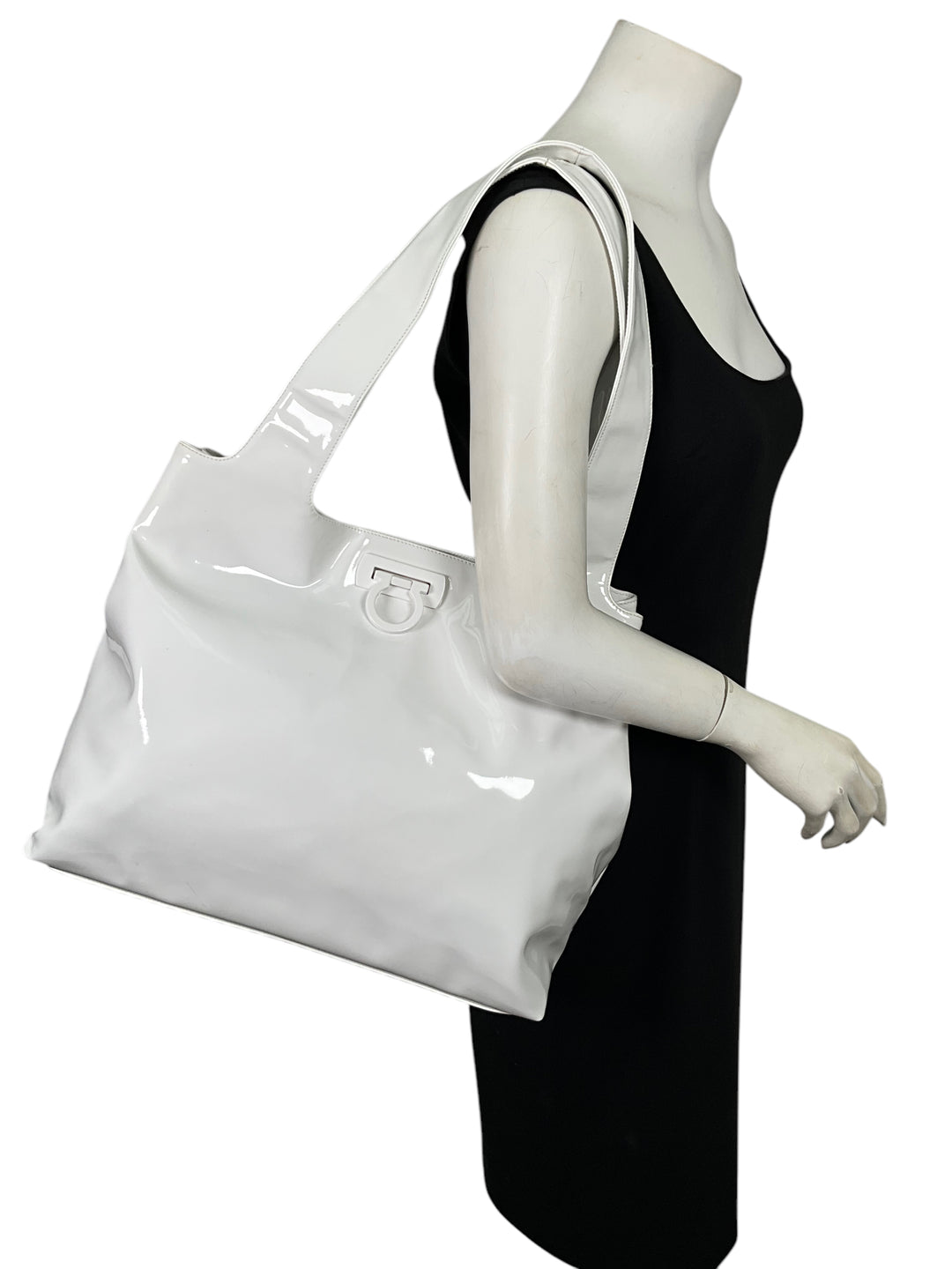 Salvatore Ferragamo Patent Leather Large Gancini Tote - Consigned
