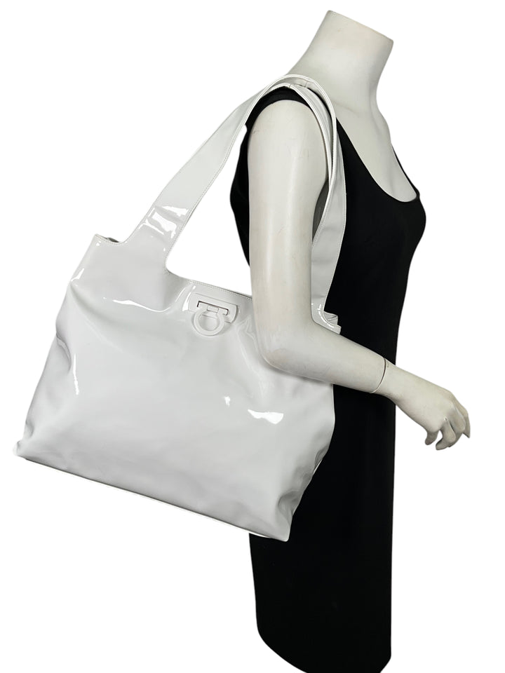 Salvatore Ferragamo ビジネスバッグ ホワイト A Cream White Leather Satchel Bag, Salvatore Ferragamo (Lot