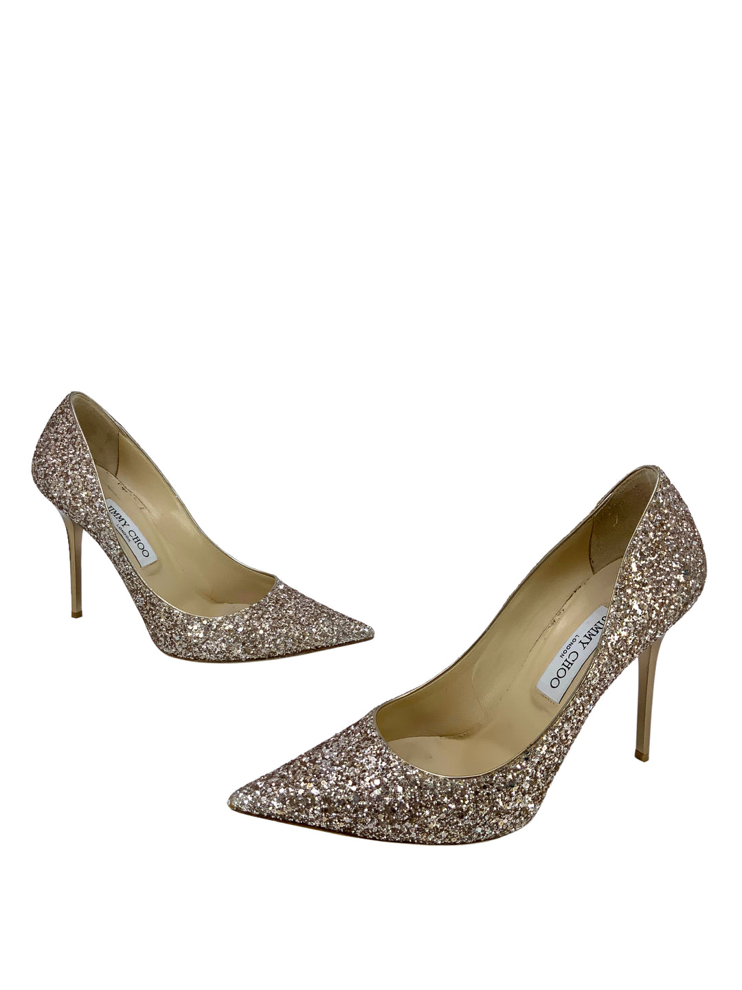 JIMMY CHOO ジミーチュウグリッターパンプスABEL Jimmy Choo London Abel Glitter Anthracite Heel Pointy Pumps