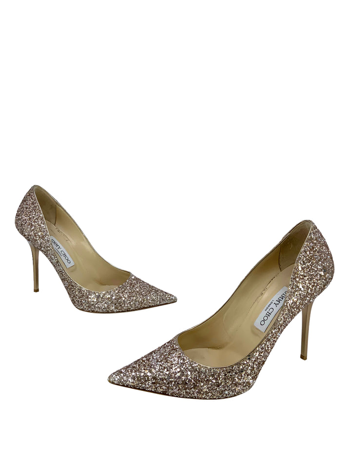 Jimmy Choo Abel Glitter Point-Toe Pumps Size 10 - Consigned Jimmy Choo Abel Glitter Point-Toe Pumps Size 10 - Consigned