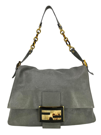 Fendi Metallic Suede Mamma Foreve Baguette Shoulder Bag-Consigned Designs