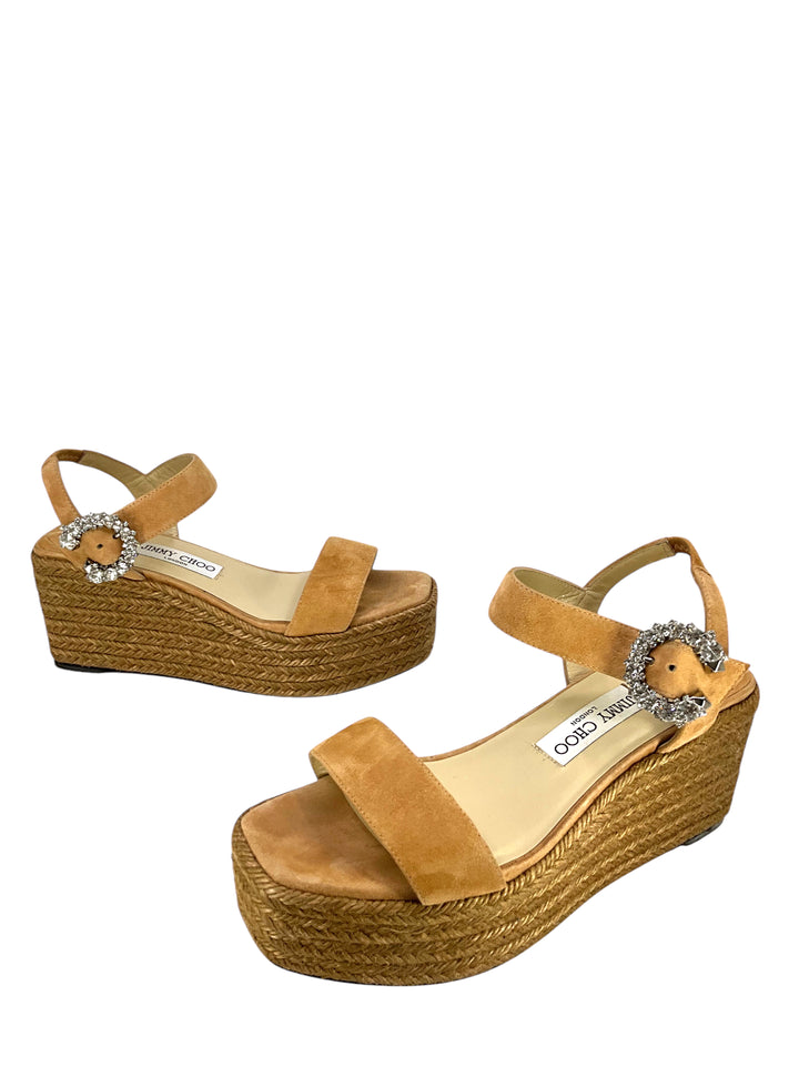 Jimmy Choo Mirabelle 70 Crystal Embellished Espadrille Wedge