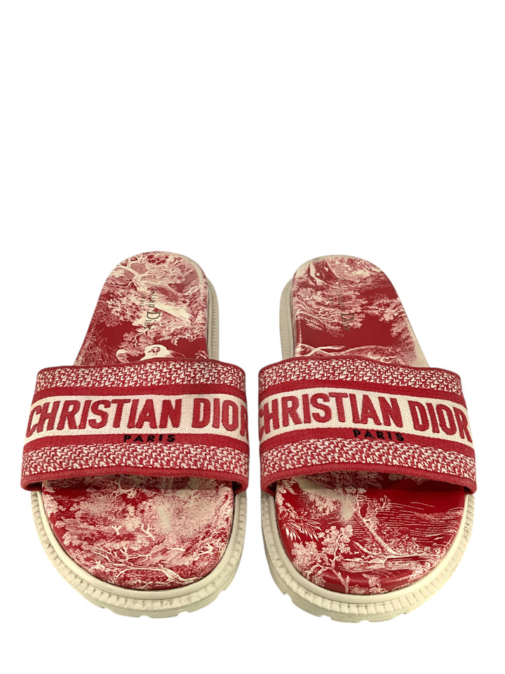 【トワル ドゥ ジュイ柄】DIOR DWAY スライド フラットサンダル トワル ドゥ ジュイ柄】DIOR DWAY スライド フラットサンダル