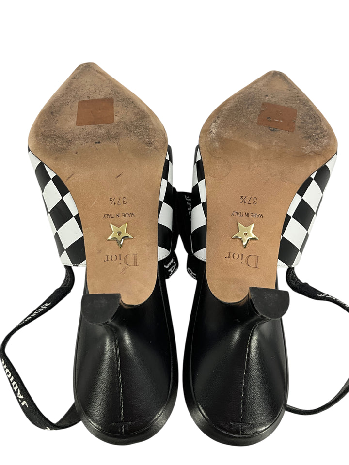 CHRISTIAN DIOR J'Adior Checkered Slingback Pumps Size 7.5