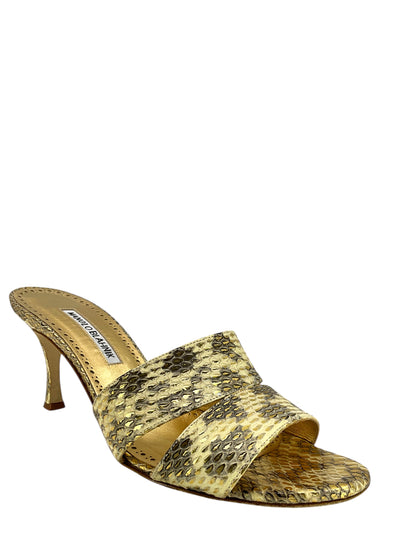 Manolo Blahnik Iacopo Snake Printed Sandals Size 9-Consigned Designs
