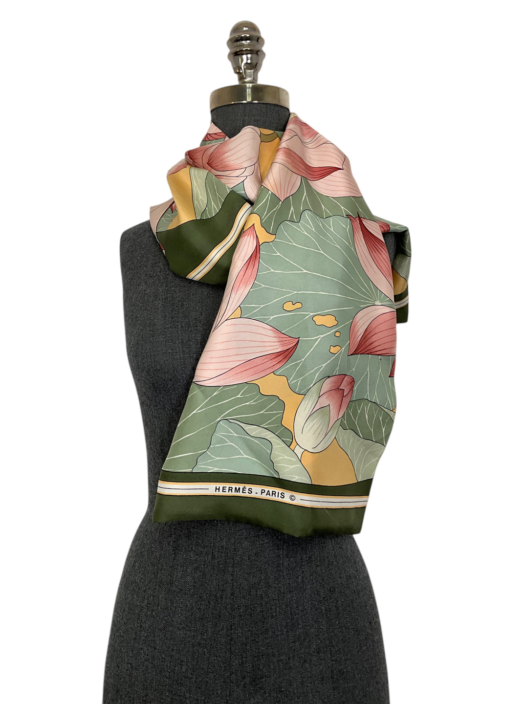 HERMES Fleurs de Lotus Oblong Silk Scarf - Consigned Designs