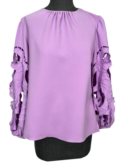 Oscar de la Renta Cut Out Balloon Sleeve Blouse Size 8-Consigned Designs