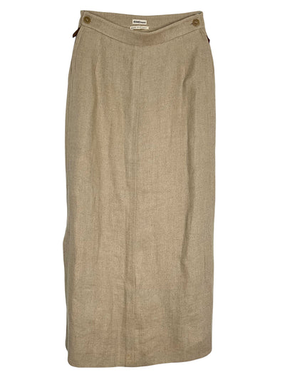 HERMES Natural Linen Midi Skirt Size 38-Consigned Designs