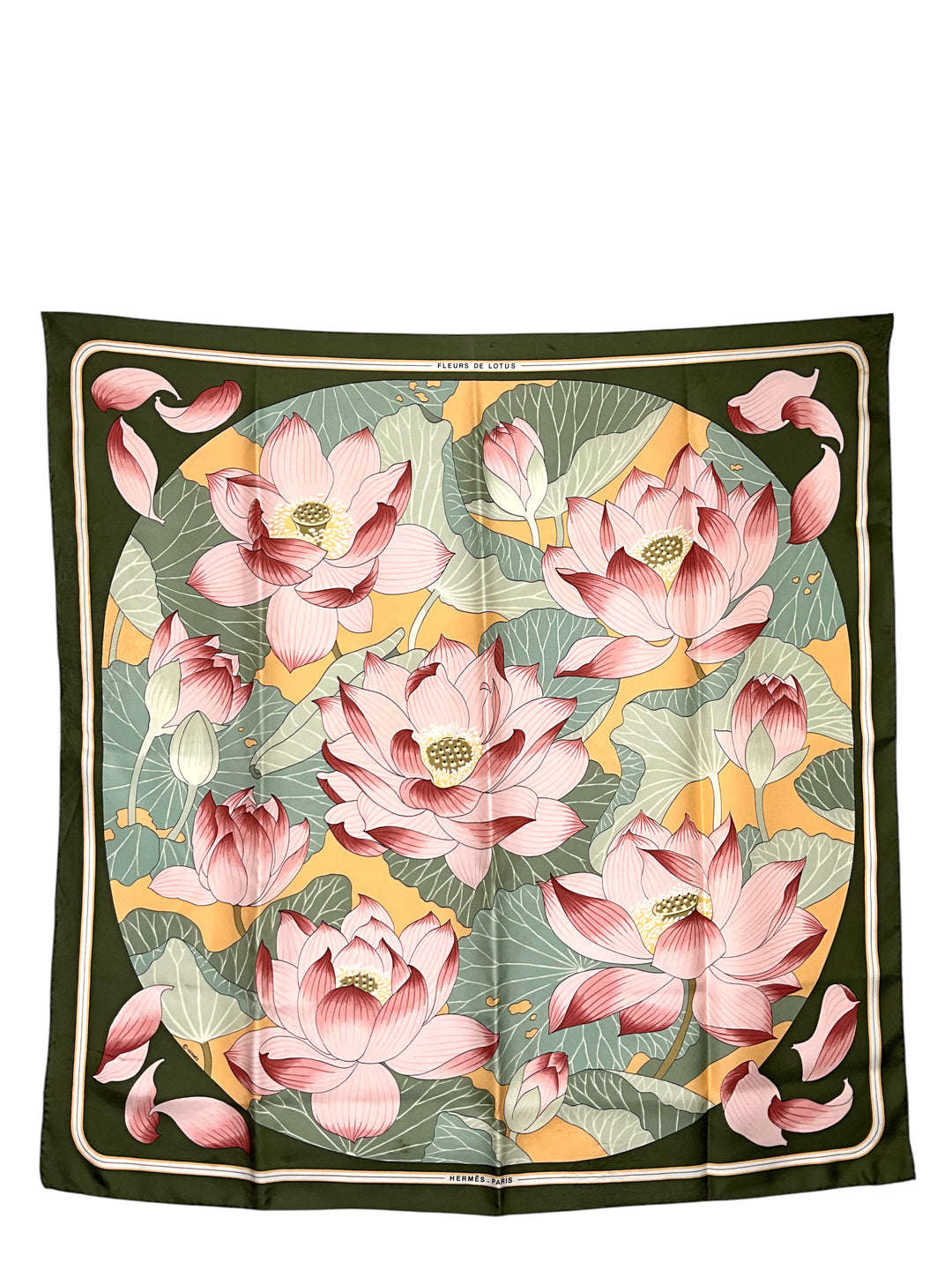 HERMÈS ヴィンテージ・スカーフ　FLEURS DE LOTUS Authentic vintage Hermès scarf 