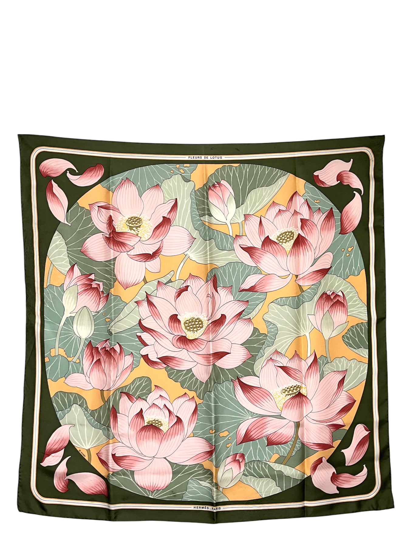 HERMES Fleurs de Lotus Silk Scarf 90 Consigned Designs