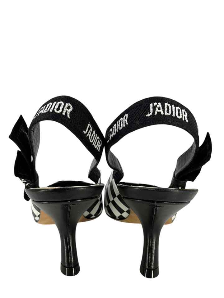 J‘ADIOR CHRISTIAN DIOR J'Adior Checkered Slingback Pumps Size 7.5