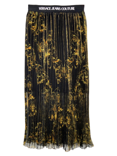 VERSACE Logo Printed Pleated Skirt Size S-Consigned Designs