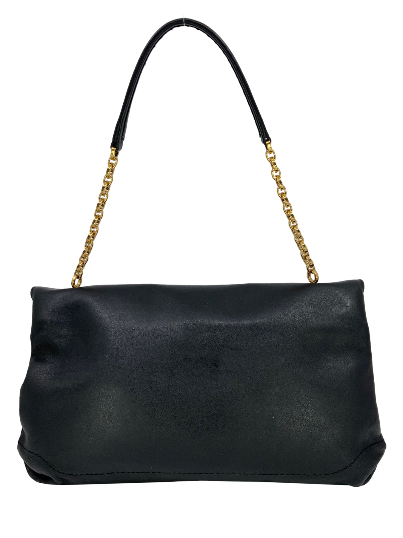 Ferragamo Black Smooth Calfskin Gancini Chain Shoulder Bag