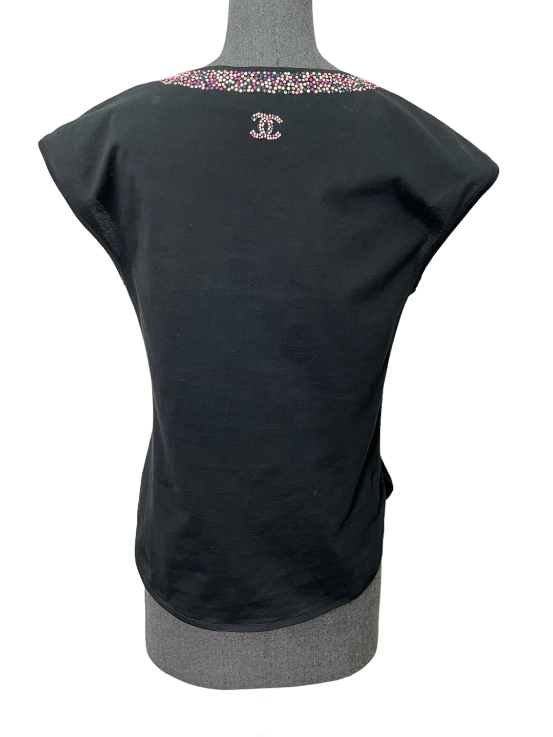 CHANEL Cotton Beaded Neckline Sleeveless Top Size S - Consigned