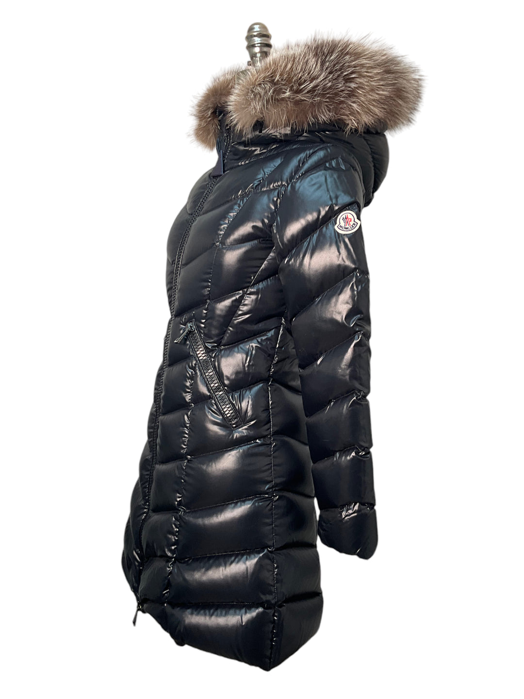 MONCLER Quilted Down Puffy Coat with Fur Trim XS NWT - Consigned