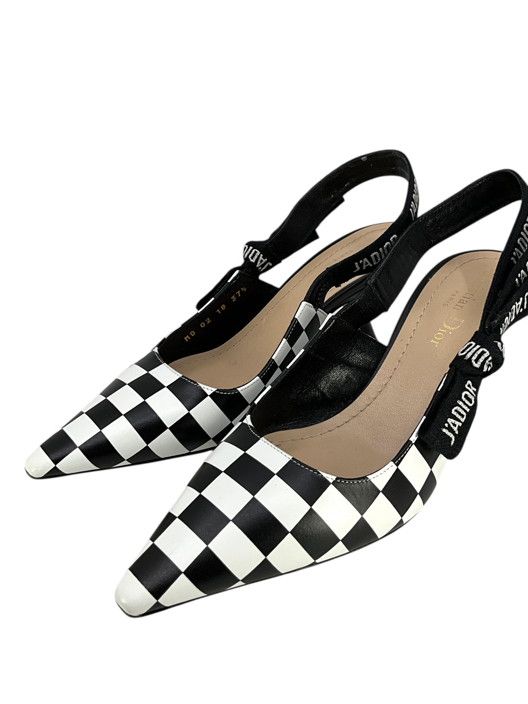 CHRISTIAN DIOR J'Adior Checkered Slingback Pumps Size 7.5