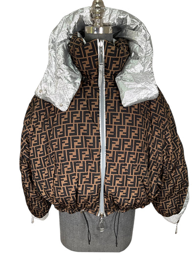 FENDI Nicki Minaj FF Logo Reversible Down Puffer Jacket Size M-Consigned Designs