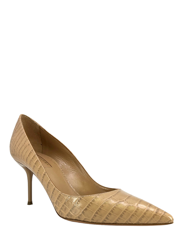 Aquazzura Purist Croc Embossed Pumps Size 7 - Consigned Designs