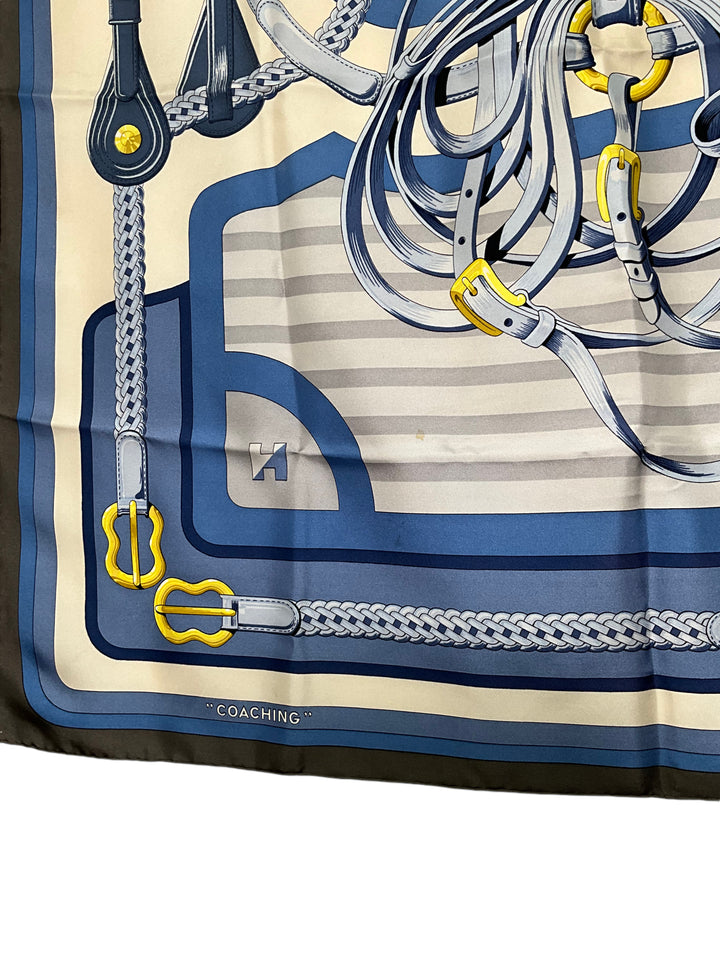 HERMÈS COACHING シルクスカーフ Coaching scarf 140 - Blue | Hermès USA