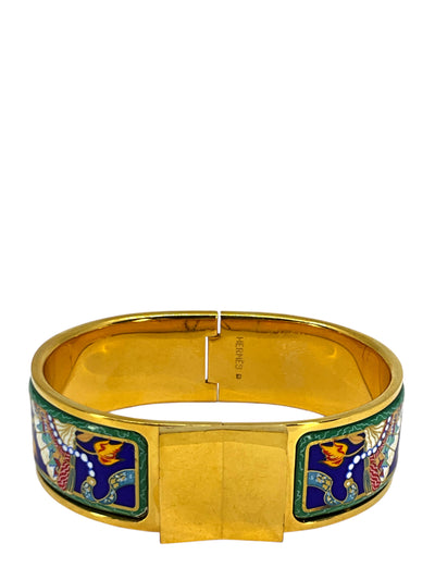 HERMES Folding Fan Enamel Loquet Hinge Wide Bracelet-Consigned Designs