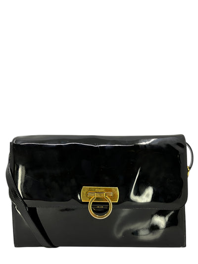 Salvatore Ferragamo Patent Leather Gancini Large Flap Bag-Consigned Designs