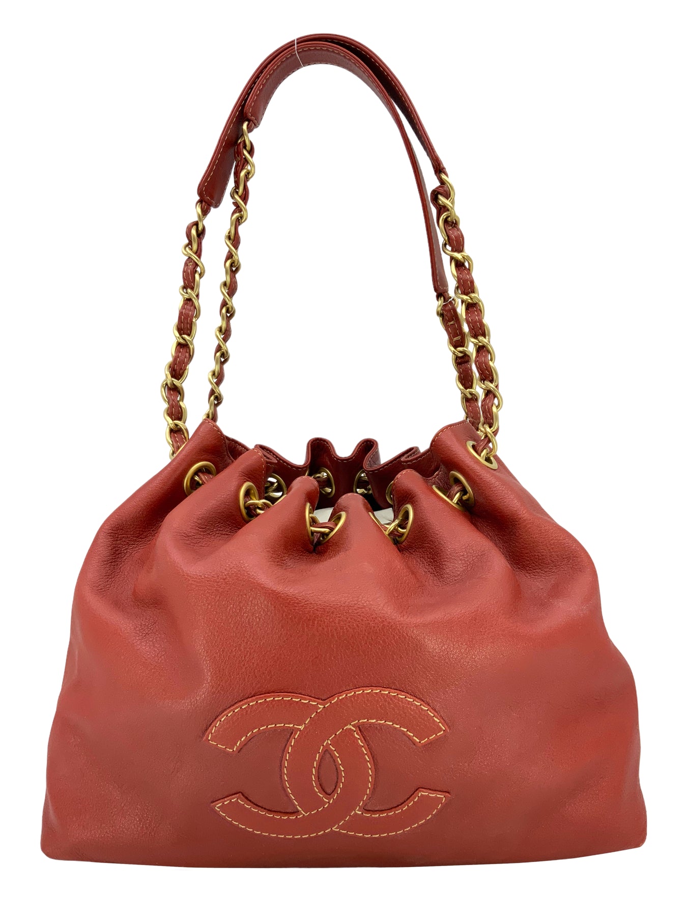 Chanel Vintage Leather Drawstring Bucket Shoulder Bag