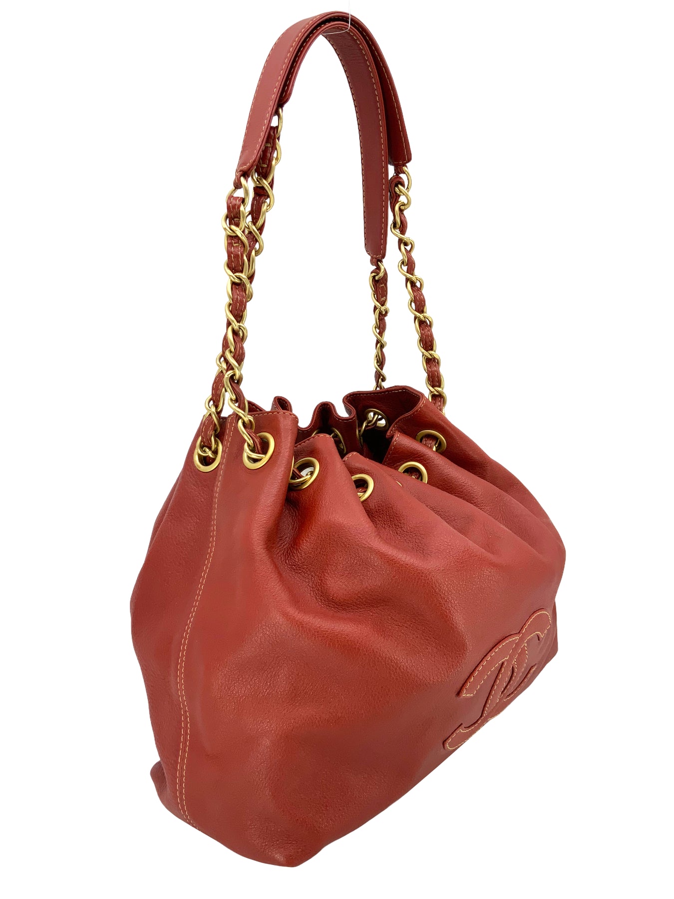 Vintage Chanel Black Satin & Leather Drawstring Bucket Bag – Ladybag  International