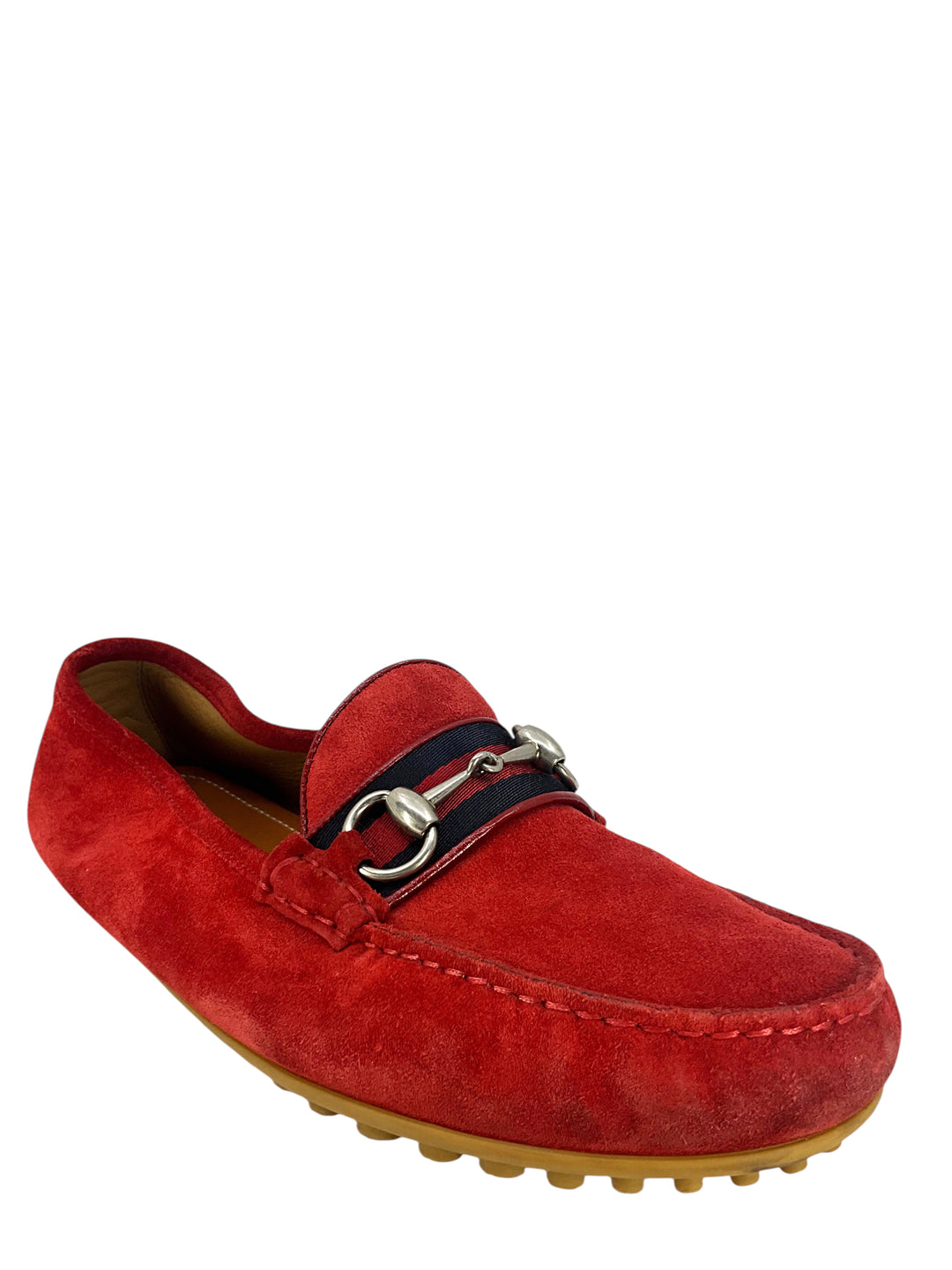Gucci Suede Web Horsebit Driver Loafers Size 6.5 Men display picture 2