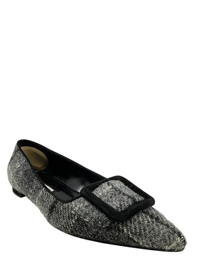 Manolo Blahnik Maysale Tweed Ballet Flat Pumps Size 8.5-Consigned Designs