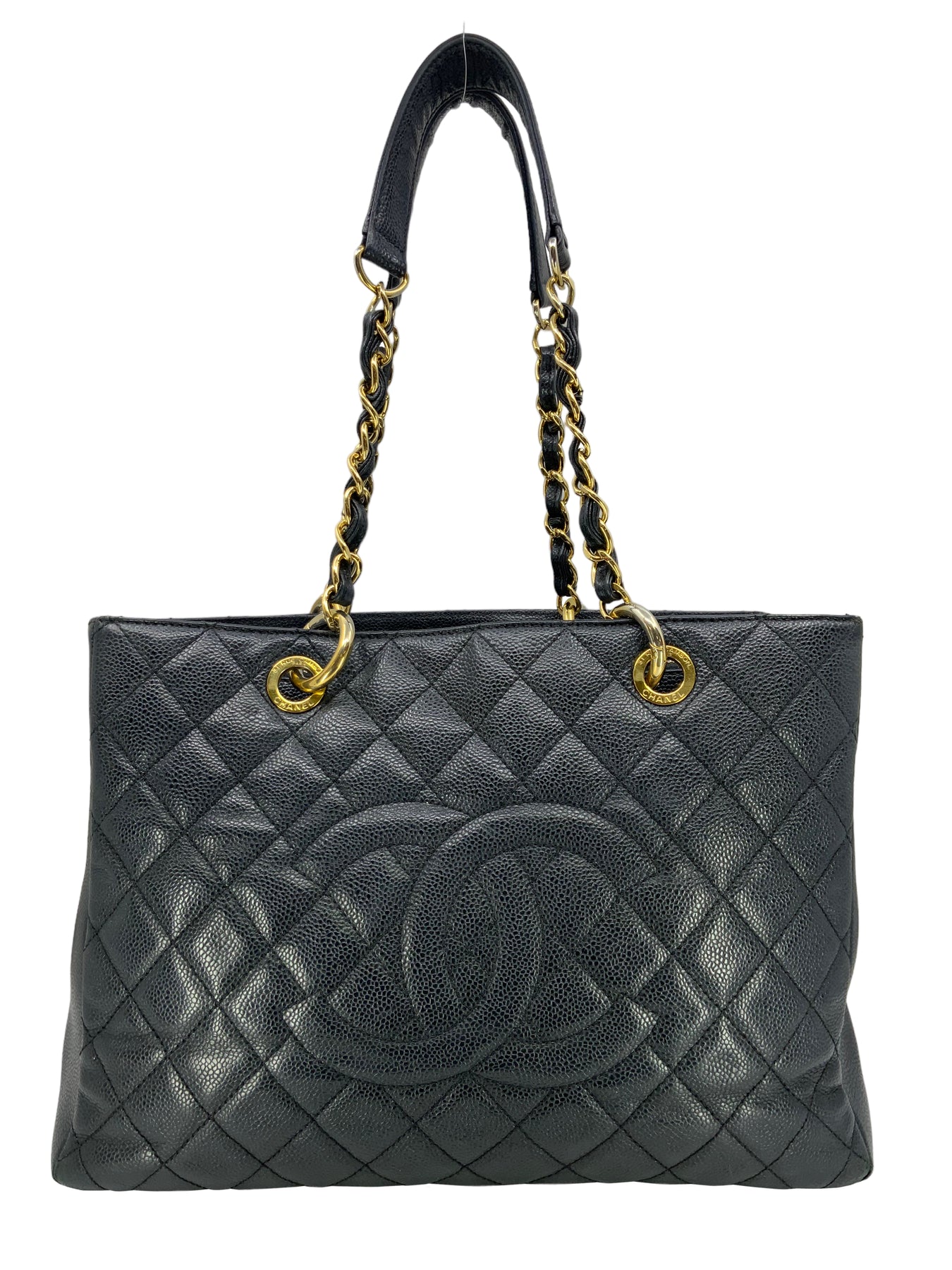 Chanel Shopping Caviar Grand Silver Black Leather Tote - MyDesignerly