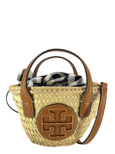 Tory Burch Ella Straw Basket Micro Tote Bag-Consigned Designs