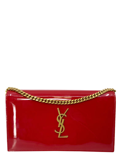SAINT LAURENT Patent Calfskin Wallet On Chain Crossbody Bag-Consigned Designs