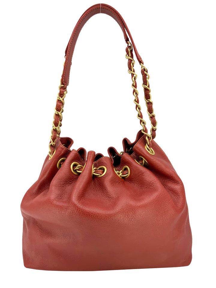 CHANEL Vintage Leather Drawstring Bucket Shoulder Bag - Consigned
