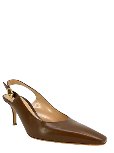 Gianvito Rossi Leather Pointed Toe Slingbacks Size 9-Consigned Designs
