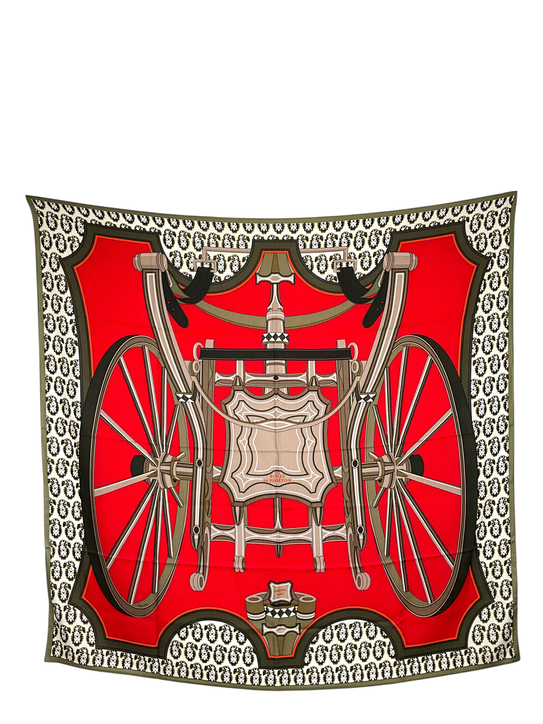 HERMES Les Roues de Phaeton Bandana Cashmere Silk Shawl 140 NEW