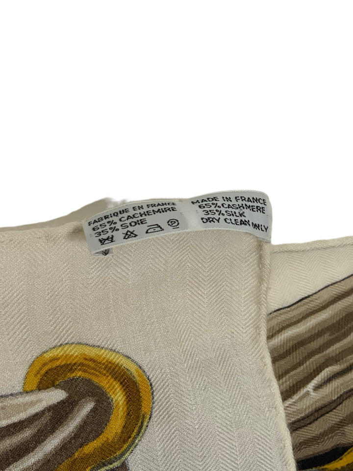 HERMES Etriers Cashmere and Silk Shawl Scarf 140 - Consigned