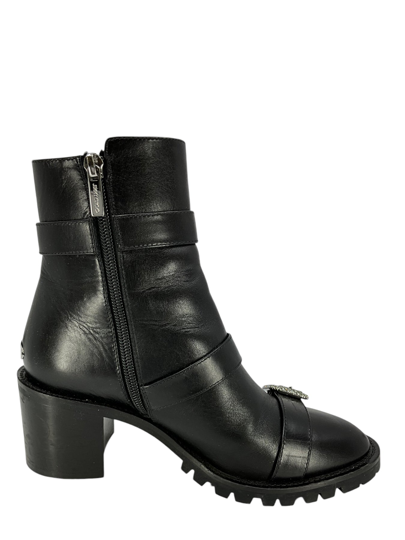 JIMMY CHOO Hank Leather Jewel Buckled Ankle Boots Size 6.5 Consigned Designs