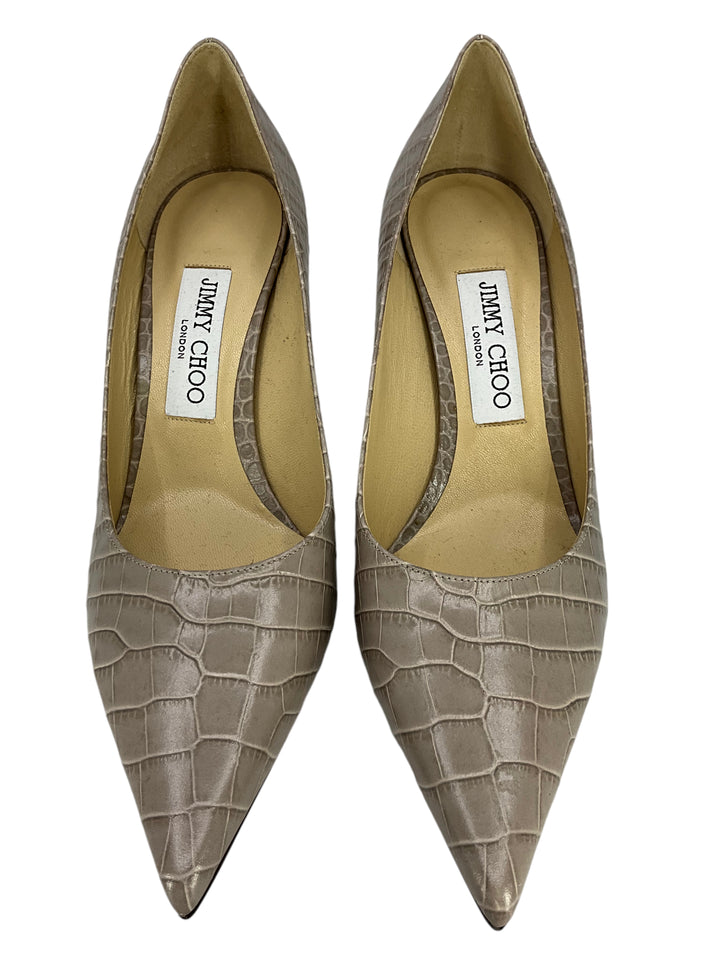 JIMMY CHOO Love 85 Croc-Effect Leather Pumps Size 7.5 JIMMY CHOO Love 85 Croc-Effect Leather Pumps Size 7.5