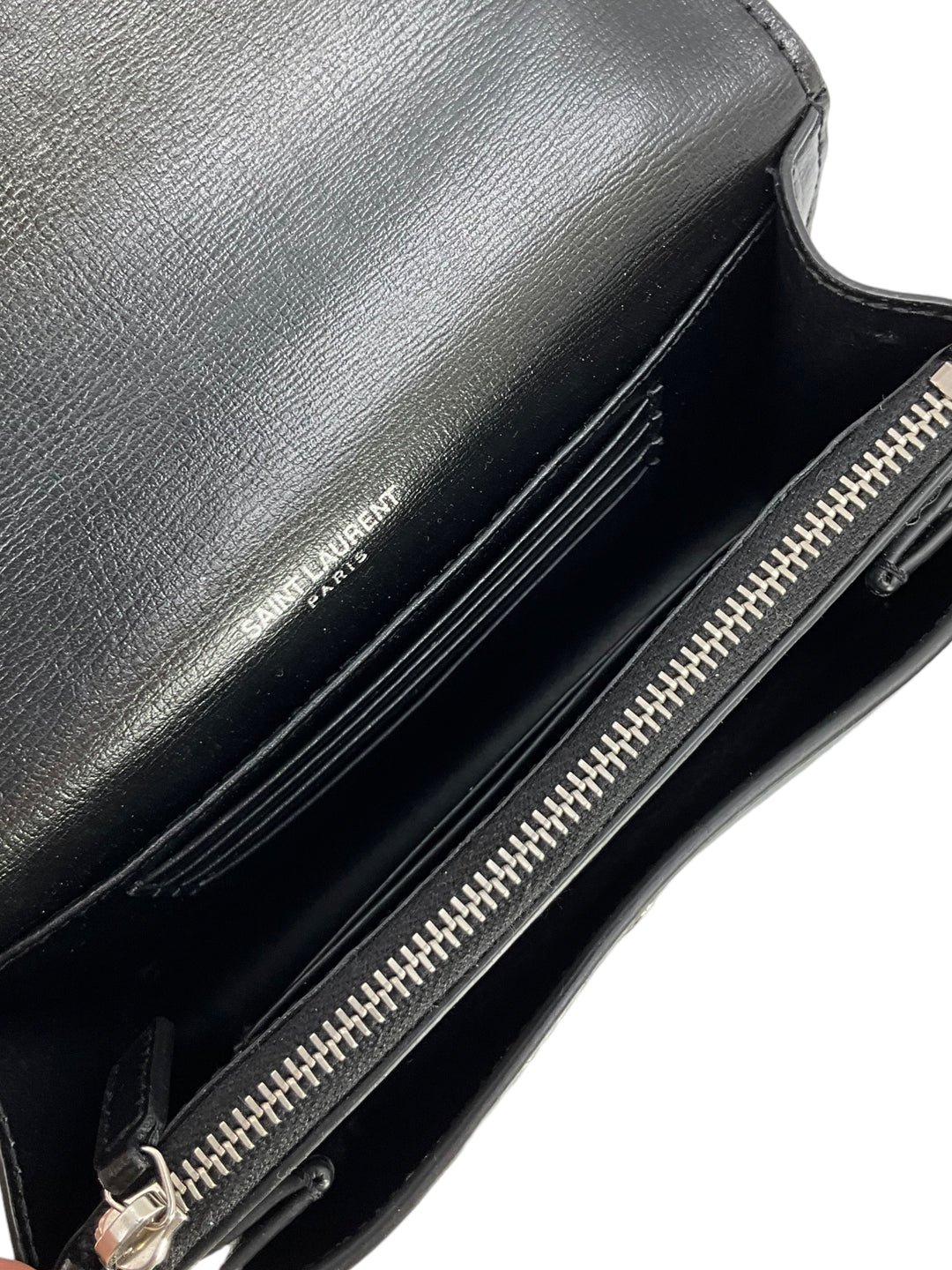 SAINT LAURENT Calfskin Monogram Sunset Mini Chain Wallet Bag SAINT LAURENT Calfskin Monogram Sunset Mini Chain Wallet Bag