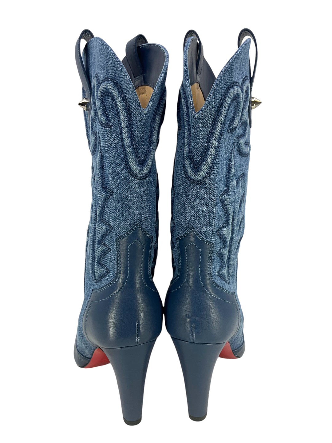 Christian Louboutin Santiabooty Embroidered Denim Western